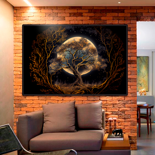 Quadro Decorativo Noite Floresta