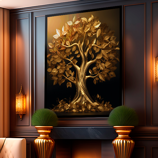 Quadro Decorativo Árvore Dourada