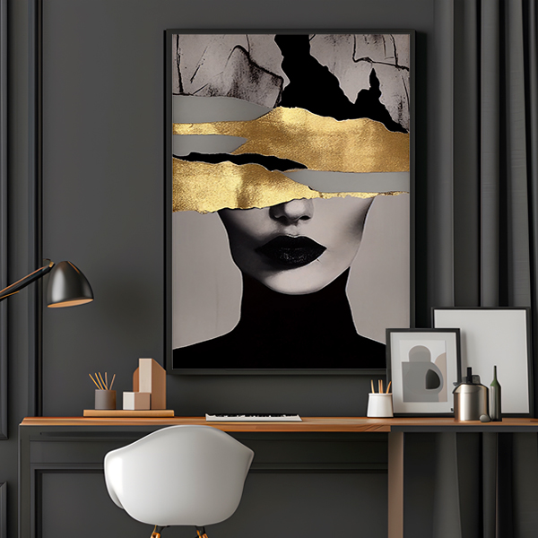 Quadro Decorativo Gata Dourada
