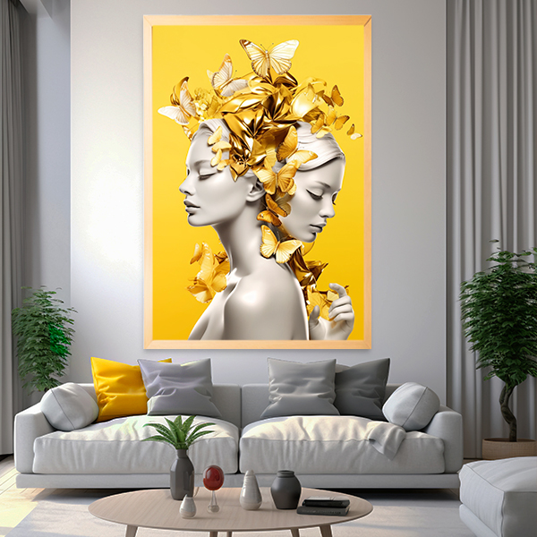 Quadro Decorativo Abstrato Girl Butterfly